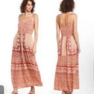 Full Button-Up Adjustable Strap Maxi Dress